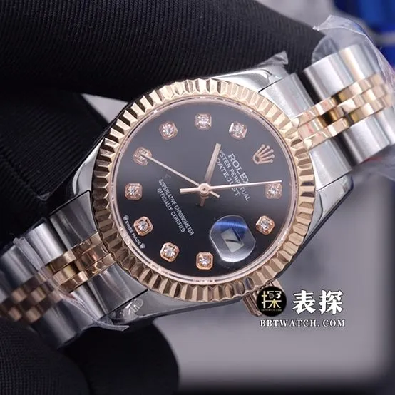 EW FactoryDatejustRolex1:1replica watch black dial gold steel bracelet model m126231-0019clasplive photos
