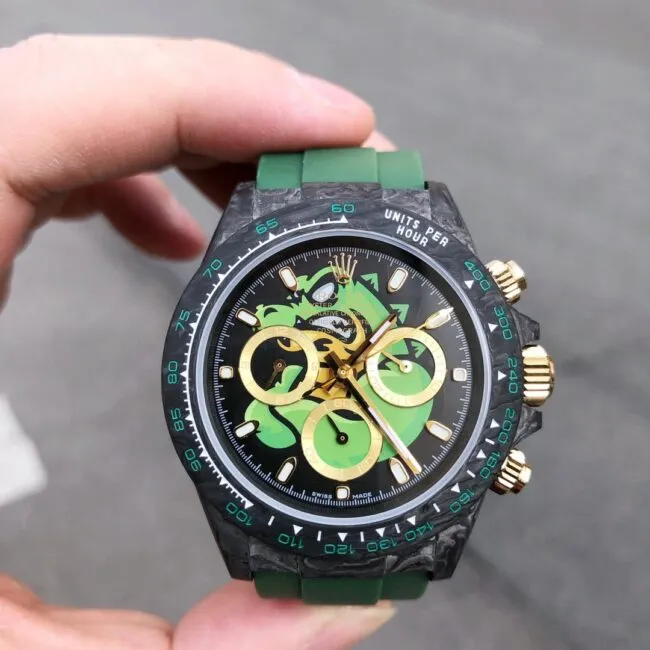 TW factory top-tier watch RolexROLEX universe chronographDaytona series carbon fiber black dial green bottom men's mechanical watch movement picture