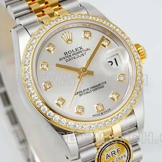 ARF FactoryRolex log top-tier 1:1high-quality high plate diamond bezel31mm intergold five-lattice chain link278383side live photo