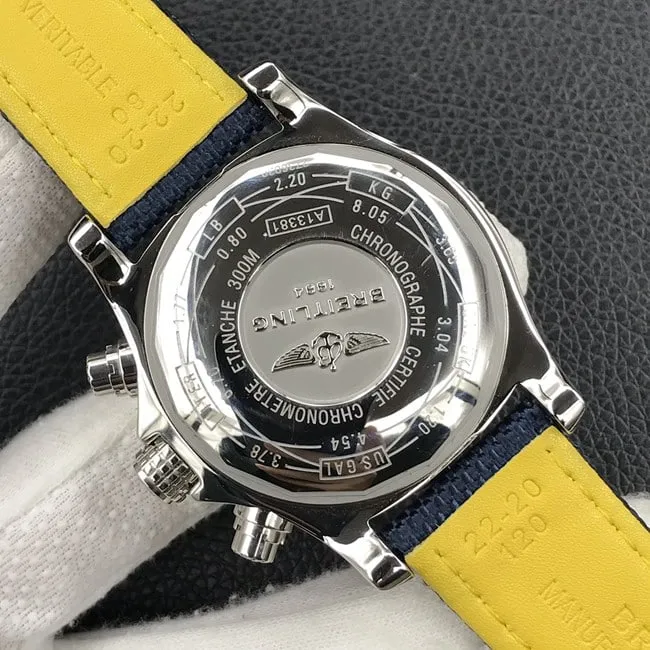 top-tier replicaBreitlinghigh-quality men's blue dial nylon strap Avengers chronograph fully automatic movement watch clasp picture