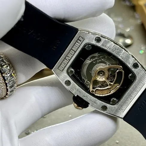 Richard Milletop-tier watch South Africa real diamond ladies black dial black belt automatic movement watch side view