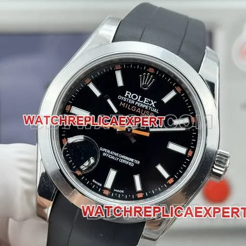 top-tier watch magnetic type VS FactoryRolexblack dial black rubber model side live photo