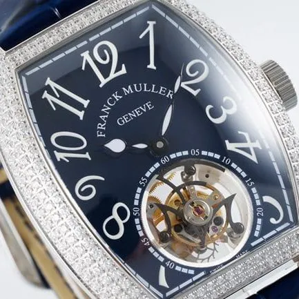 top-tier Frank Muller watch men's blue dial blue belt tourbillon manual winding mechanical leather strapmovement picture