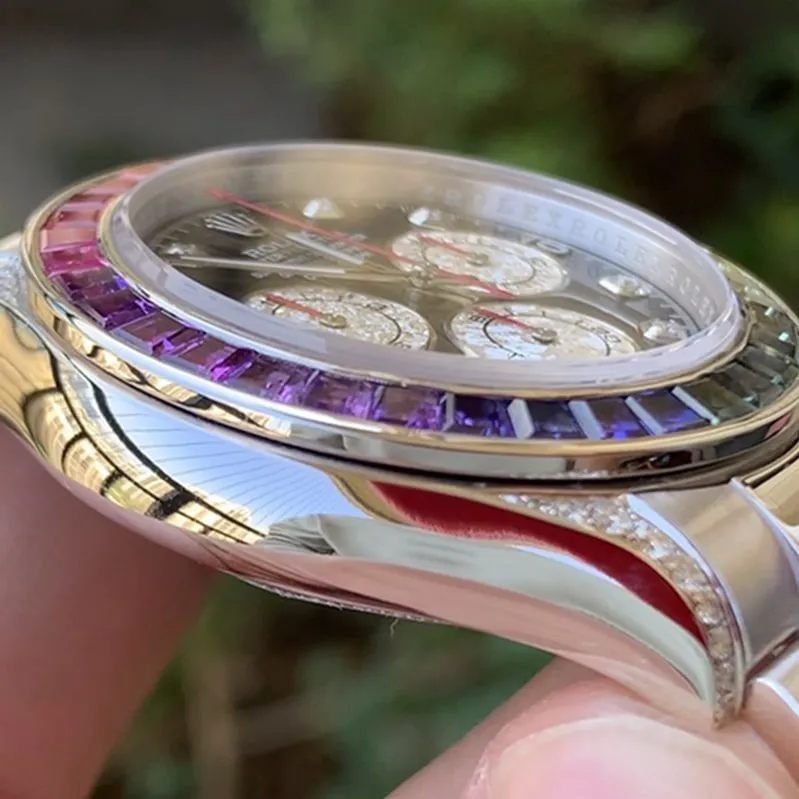 Rolex Rainbow Di men's steel bracelet watch side view