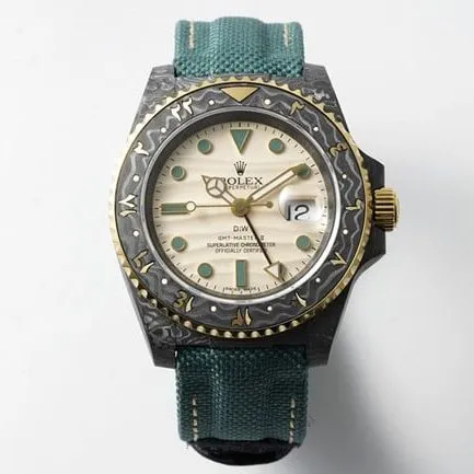 Rolextop-tier fully automatic movement men's white dial nylon strap watch front view