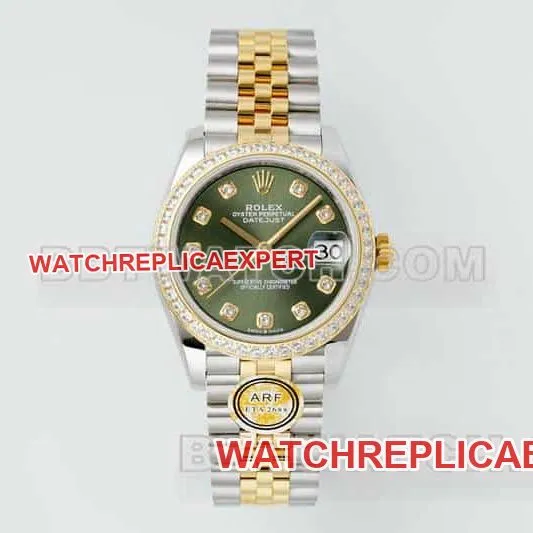 ARF FactoryRolex log top-tier replicagreen dialdiamond bezel31mm intergold five-lattice chain link 278383side live photo