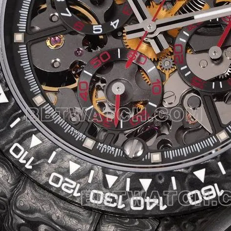 watch TWF factory Rolex Daytona carbon fiber modified custom red caseback live photo