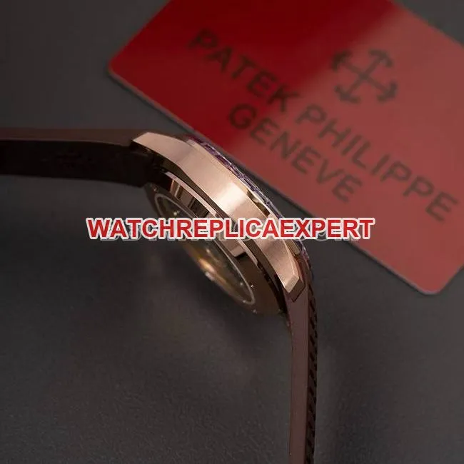 collectible watch PPM factory Patek PhilippeAquanaut mechanical brown rubber braceletside live photo
