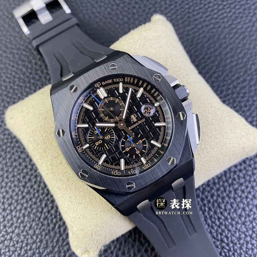 APF factory Audemars PiguetRoyal Oak offshore 26400top-tier 1:1super watch men's black panda disc rubber model picture and price caseback live photo