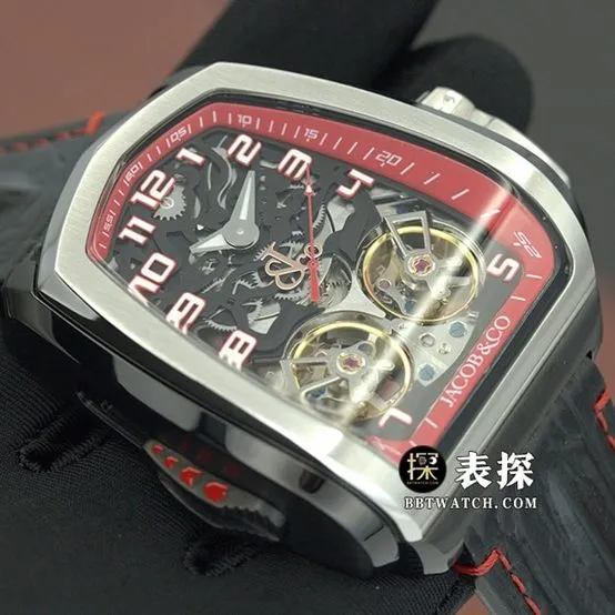 Czech Leopard collectible watches black disk double tourbillon strap models side actual photo