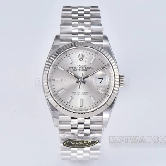 C factory Rolex log 1:1super clone36mmsilver dial five grid link m126234-0013clasplive photos