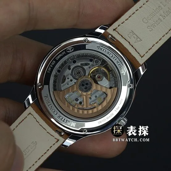 ZF FactoryJaeger-LeCoultre master top-tier 1:1super watch men's date display white dial silver needle leather strap picture and price caseback live photo