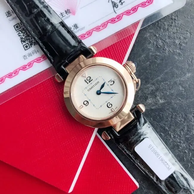 top-tiersuper cloneCartier model 1 black rose gold women's watch front view