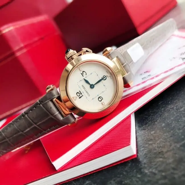 Big factory high-quality Cartier model 2 gray rose gold ladies watch front view