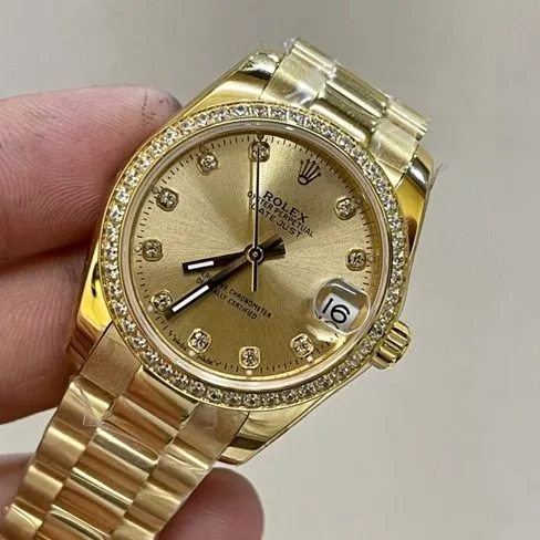 Top-tier watch Rolex women's gold steel bracelet South African real diamond Datejust 31mm watch back cover picture