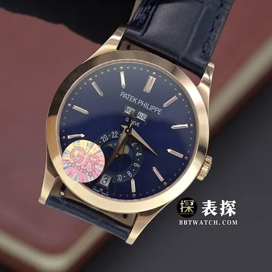 GR factory complex function chronographPatek Philippe1:1replica watch blue dialleather strap model 5396R-015clasplive photos