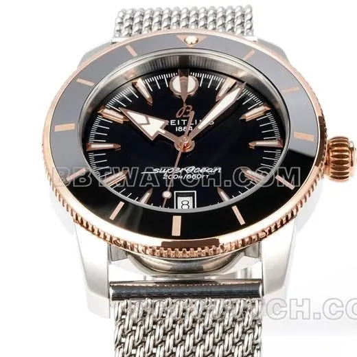1:1replica watch BLS factory super ocean culture Breitlingblack dialrose gold steel braceletside live photo