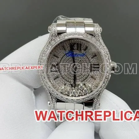 Chopard optimal collectible watches YF factory happy diamonds silver starry sky 2892 mechanical movement steel belt models front actual photo