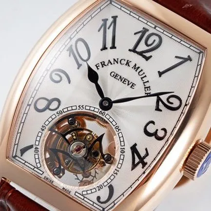ABF factory Frank Muller top-tier watch manual winding mechanical men's white dial brown belt clasp picture
