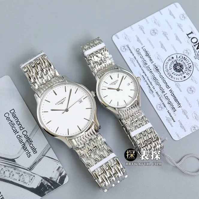 GS factory Longines classic top-tier watch couple white dialsteel bracelet picture and price front live photo