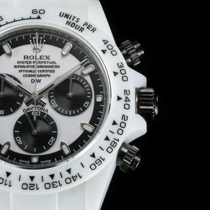 TW factory top-tier replicaRolex watch Daytona series fully automatic movement black dial white rubber strap back cover picture