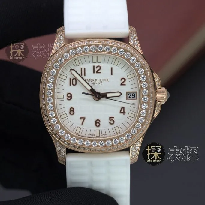 Grenade series Patek Philippe1:1replica watch women's 18Kwhite dial ring diamond lumerubber strap