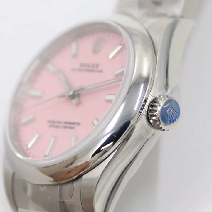 EW Oyster Perpetual Rolex1:1replica watch candy pink plate 31MMsteel bracelet model m277200-0009braceletlive photos
