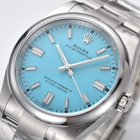 Factory C Rolex Oyster Perpetual 1:1top-tier replica36mm turquoise blue dial126000-0006side live photo