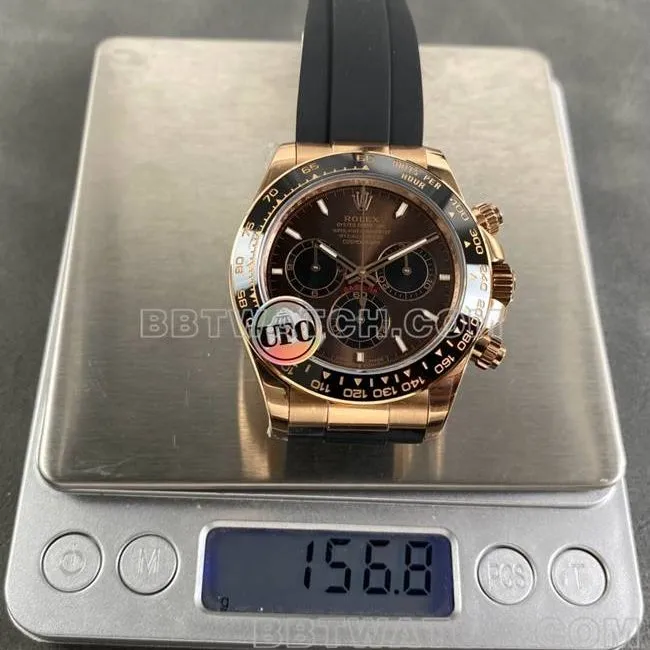 watch UFO factory DaytonaRolexrose gold shell brown plate 4131 mechanical side live photo