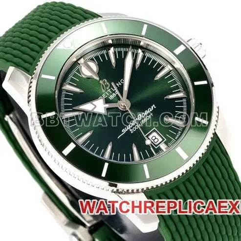 collectible watch superocean culture BLS factory Breitlinggreen dial rubber braceletcaseback live photo