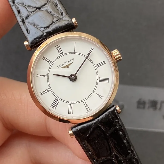 top-tier watch Longines couple watch white dial black belt Jialan series quartzleather strap watch bracelet picture
