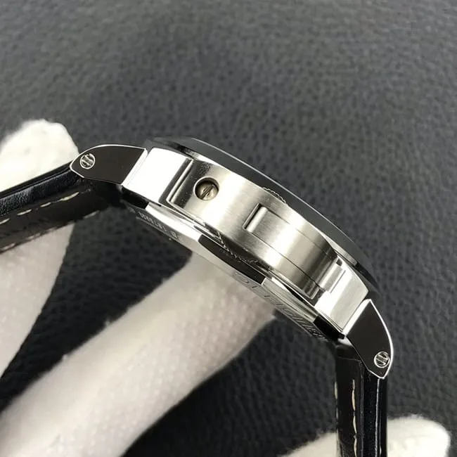 HW factory top-tier watch Panerai men's black dial black belt manual winding mechanical leather strap watch movement picture