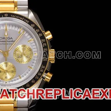 watch N1 factory Speedmaster Omegasilver dial gold steel bracelet bracelet live photos