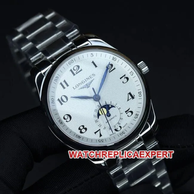 GS Factory Longines Top Watch Longines Master Collection Men's White Dial Steel Strap Automatic Mechanical Watch Clasp Image