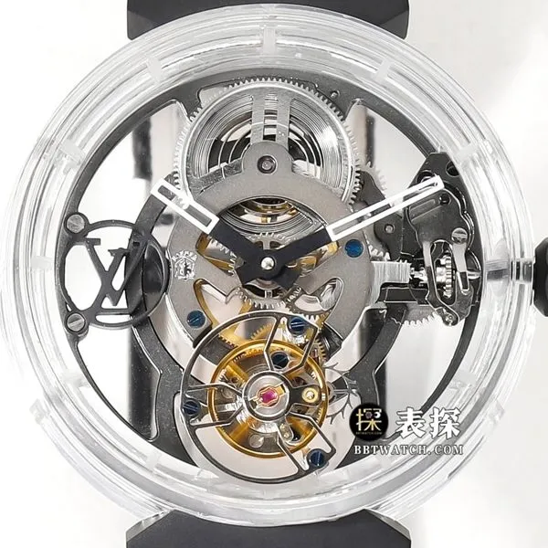 RM men's Louis Vuitton watch hollow plate tourbillonleather strap model side live photo