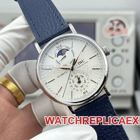 collectible watches Portofino GR factory Universal white disk blue belt models side actual photo