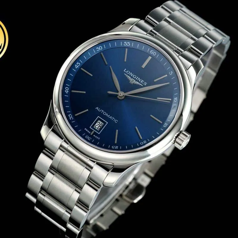 Longinestop-tier watch master series men's mechanical blue watch movement picture