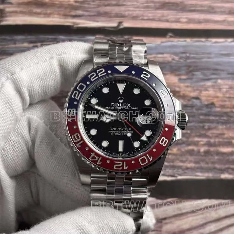 VSRolexGMT-Master1:1top-tier replicaPepsi bezelsteel bracelet model 126710caseback live photo
