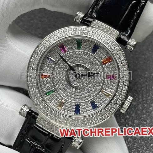 Frank Muller watch quartzABF factory diamond bezel black leather braceletfront live photo