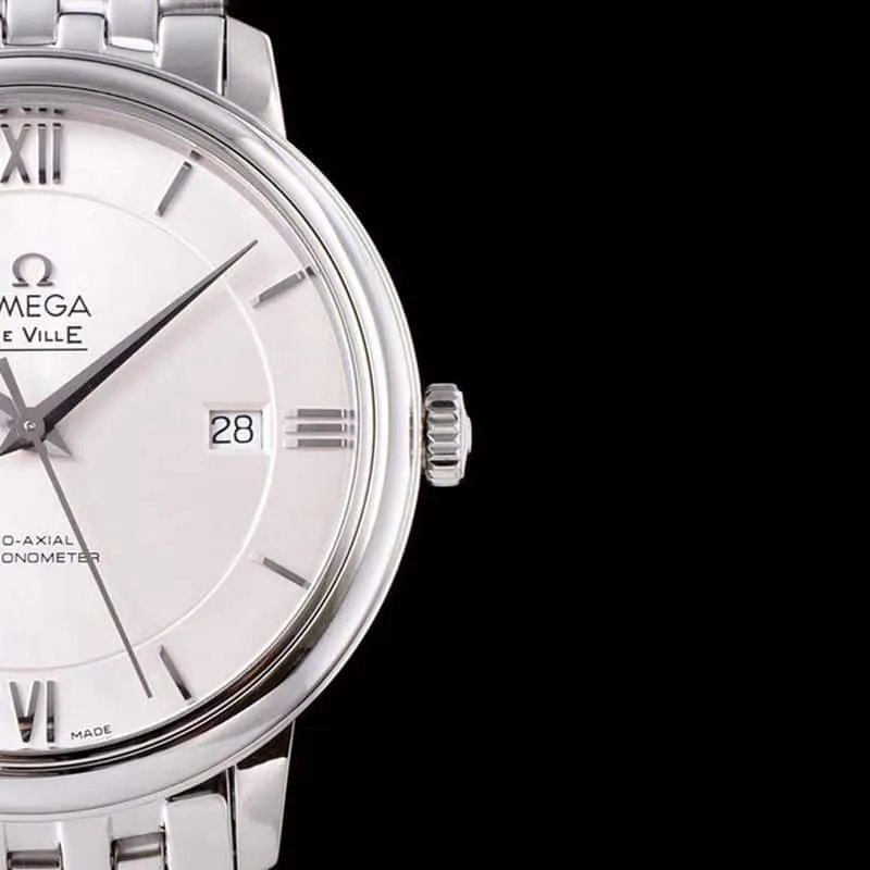 high-quality replicaOmega watch De Ville series men's mechanical ultra-thin watch white steel white surface clasp picture