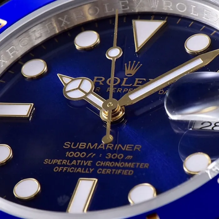 Top-tier watch Rolex men's blue dial Submariner series steel bracelet watch back cover picture