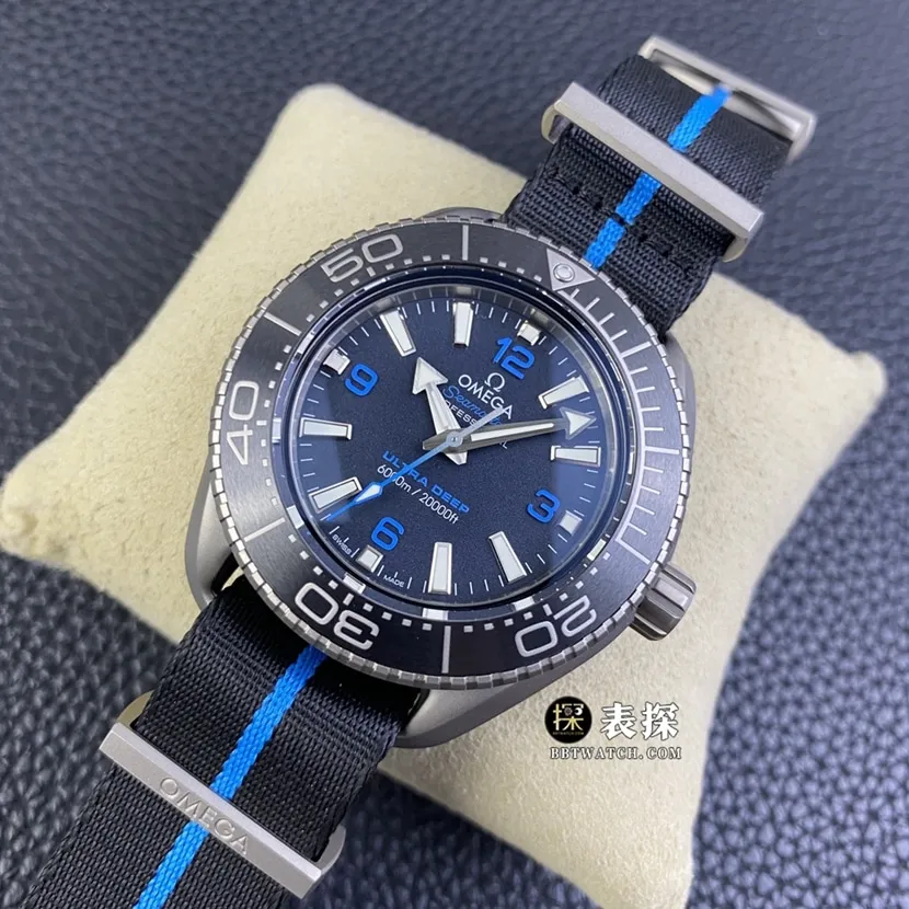 SBF factory OmegaSeamaster1:1super watch men's black dialleather strap model pictures and prices caseback live photo