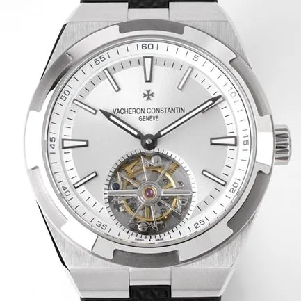 8F factory top-tier watch Vacheron Constantin men's white dialrubber strap tourbillon mechanical watch clasp picture