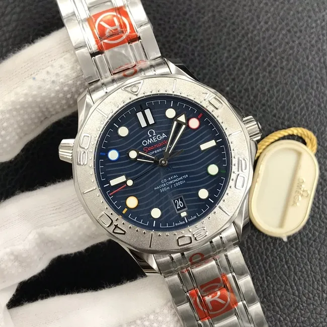 OR Factory Top collectible watches Omega Blue Plate Steel Strap Seamaster Series Men's Watch Buckle Figure