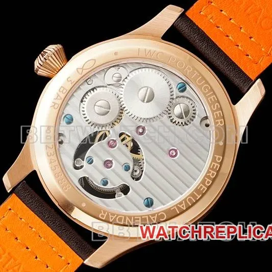 IWCtop-tier watch RMS factory pilot blue dialrose goldtourbillon mechanical leather strap model side live photo