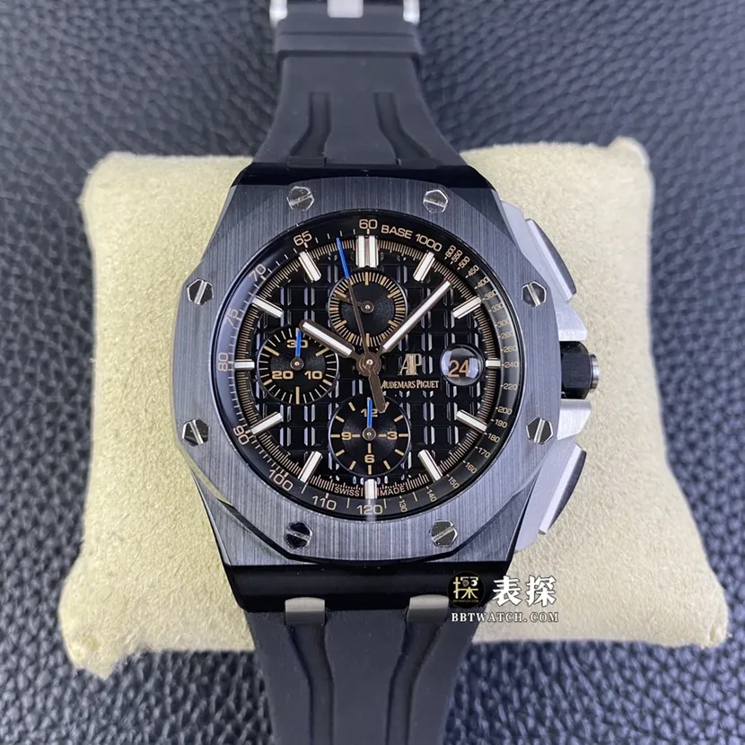 APF factory Audemars PiguetRoyal Oak offshore 26400top-tier 1:1super watch men's black panda disc rubber model pictures and prices clasplive photos