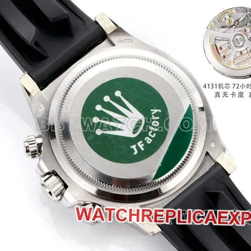 collectible watch JF factory Rolex Daytona gray plate 4131 mechanical 40mm rubber bracelet caseback live photo