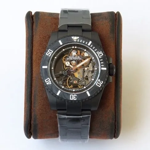 top-tierhigh-quality watch Rolex men's black dialsteel bracelet fully hollow Submariner series mechanical watch movement picture