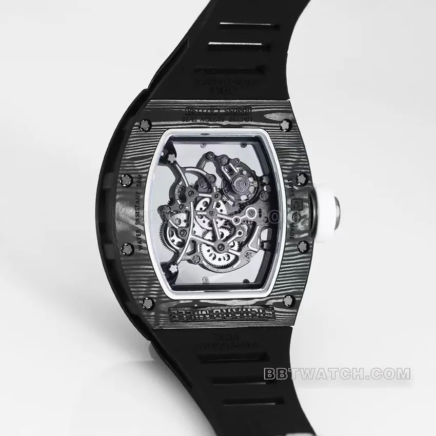BBR factory Richard Mille men's hollow plate white inner ring RM055 carbon fiber caseback live photo