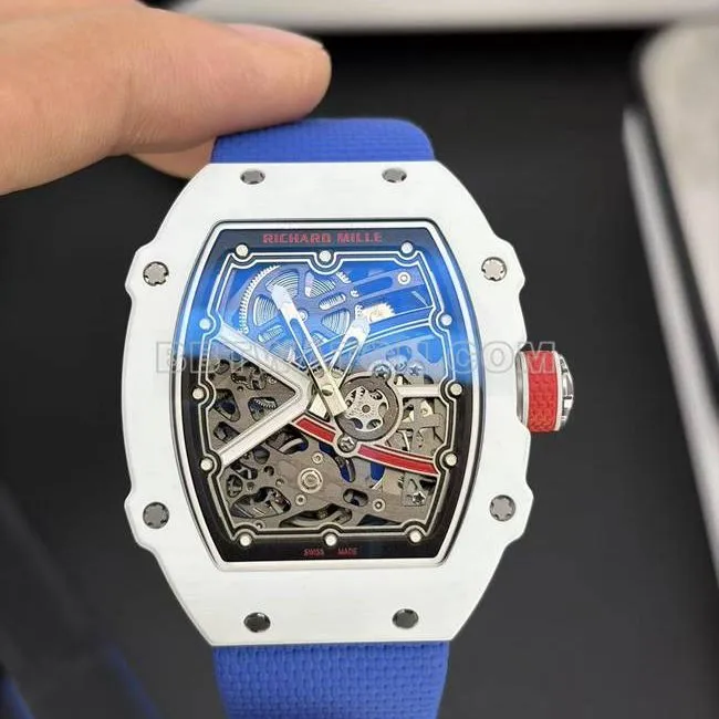 collectible watch UMI factory Richard Mille hollow plate white shell mechanical RM67-02 weight live photos